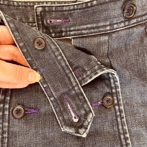 Bica Cheia x Anthropologie Dbl Bttn Front A-Line Denim Mini Skirt Size 4 | EUC - Picture 5 of 12